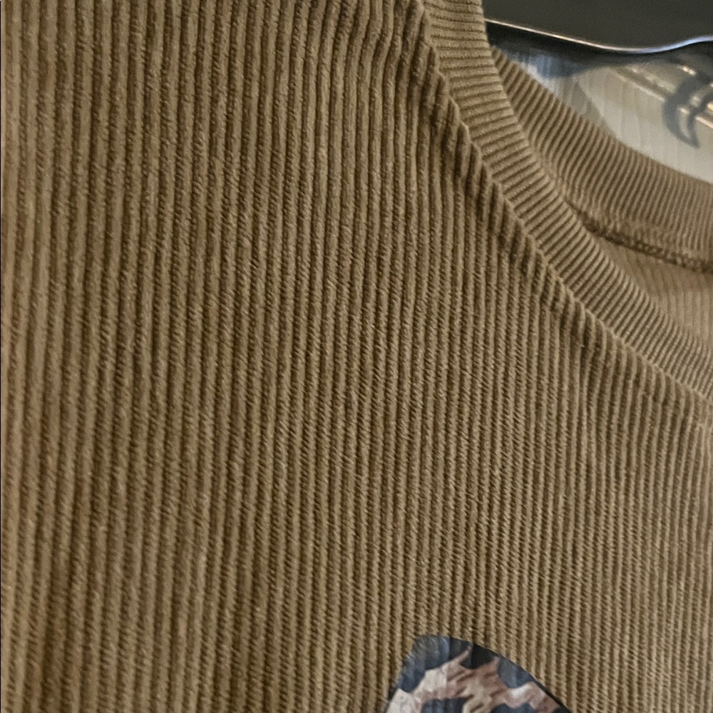 Leopard Print Bow Corduroy Sweatshirt - Picture 4 of 5